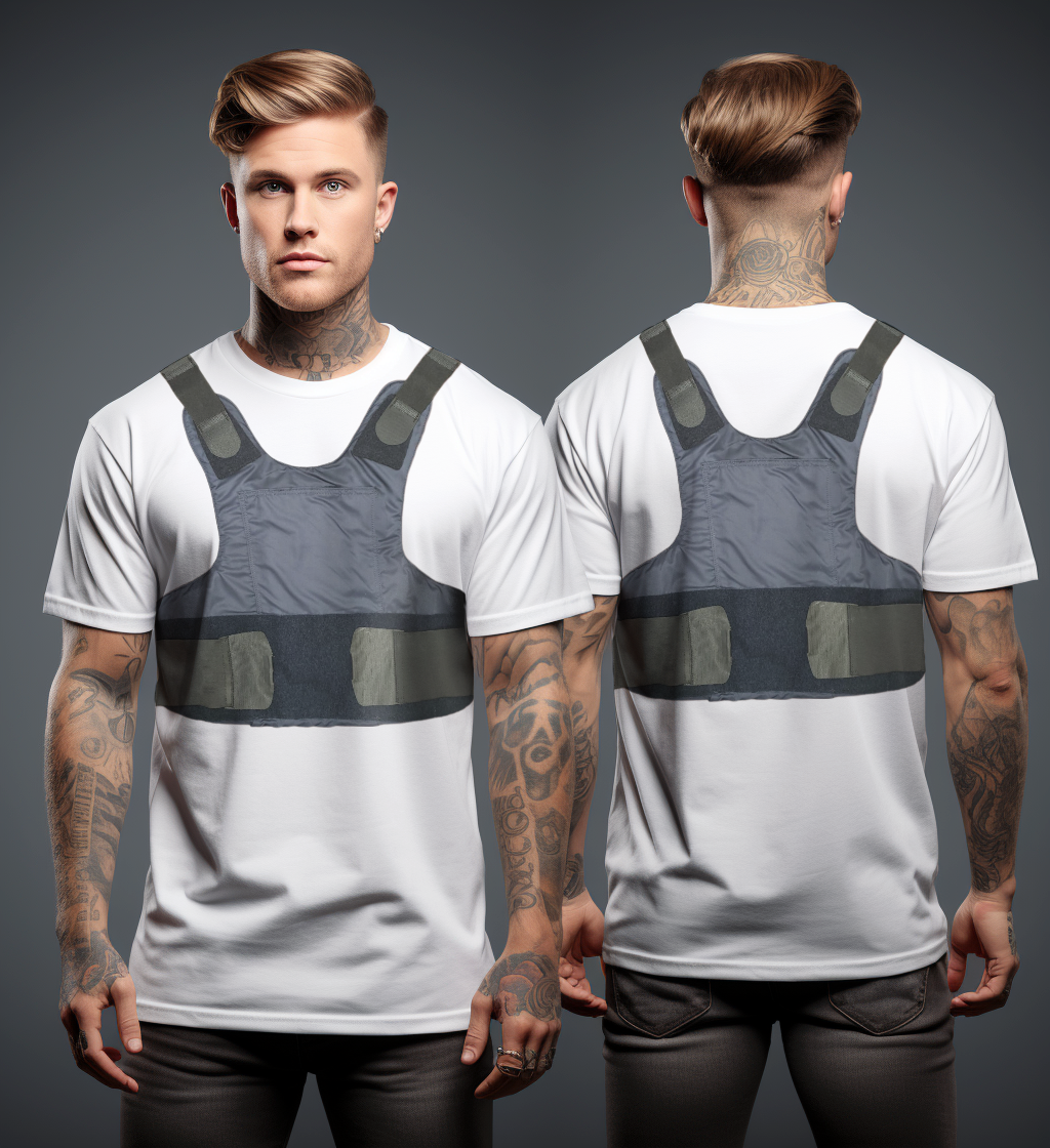 BULLETFROOF VEST GRAPHIC T-SHIRT (Front & Back graphic)