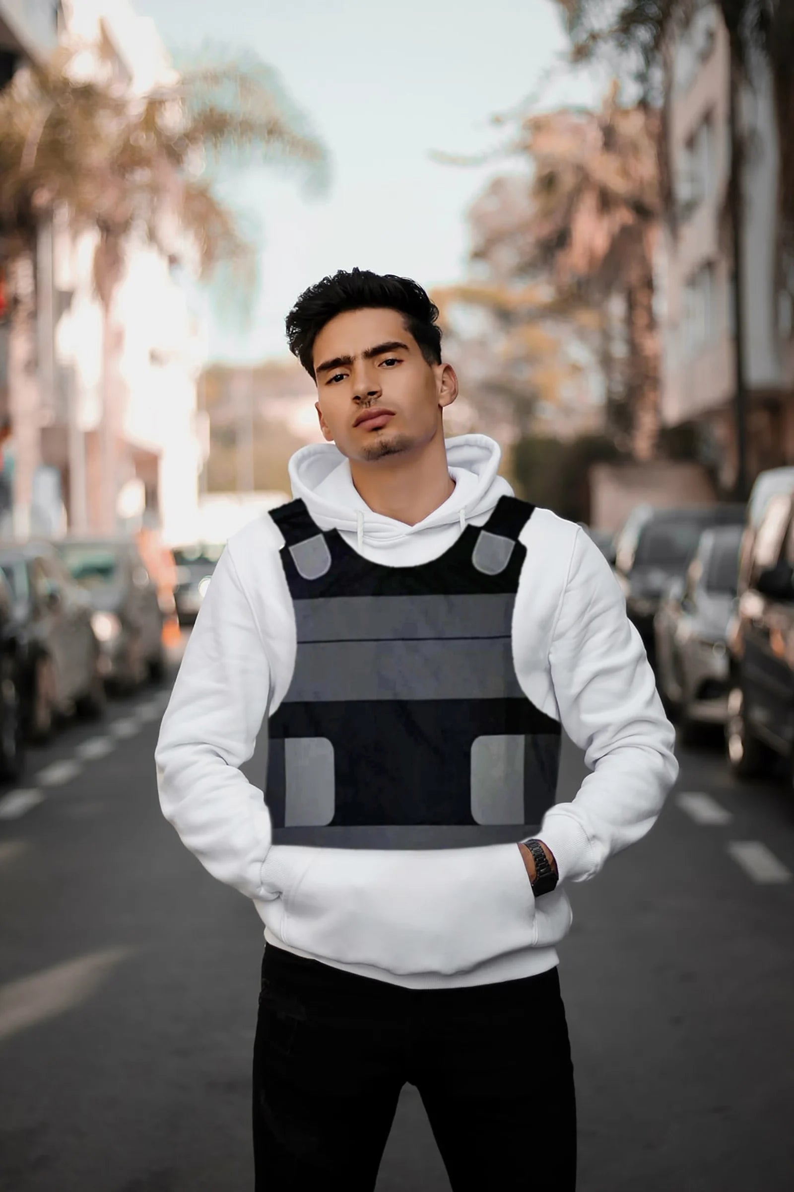 BULLETPROOF VEST GRAPHIC PULLOVER HOODIE Privacy Protection Group